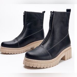 Sheridan Mia Black Bonaire Combat Boots with Tan Soles Size EU 40